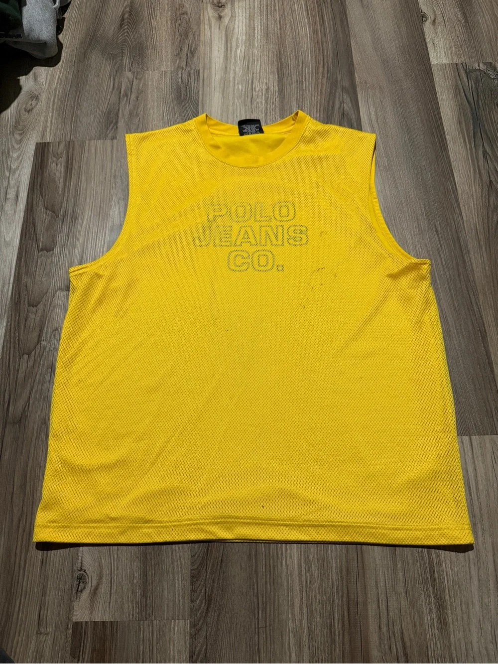 Vintage 90’s Polo Jeans Co. Ralph Lauren Yellow Mesh Tank Top • Size L